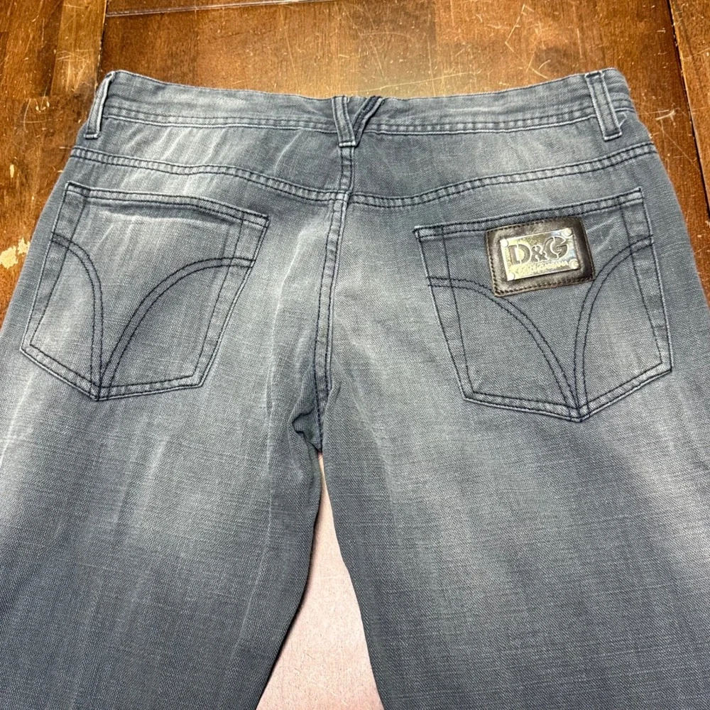 D&G Dolce & Gabbana Jeans Mens 34/32 Grey Straight Leg Metal Logo Plaque R50000
